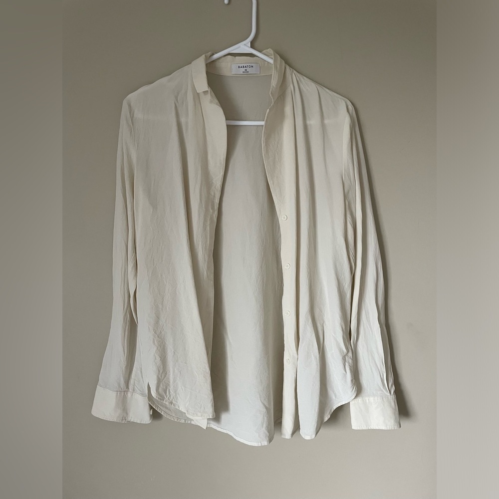 Babaton light cream/tan Long Sleeve blouse size XS minimalist, neutral NWOT - Picture 4 of 4